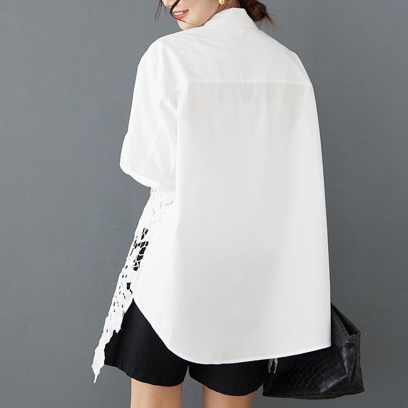 Cămăși și bluze supradimensionate din dantelă cu mânecă lungă pentru bluză Topuri casual largi de primăvară vară cămașă cu nasturi pentru femei