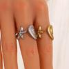 Stylish Ocean Animal Ring: Starfish & Seashell Design, Stainless Steel, Adjustable Open Band