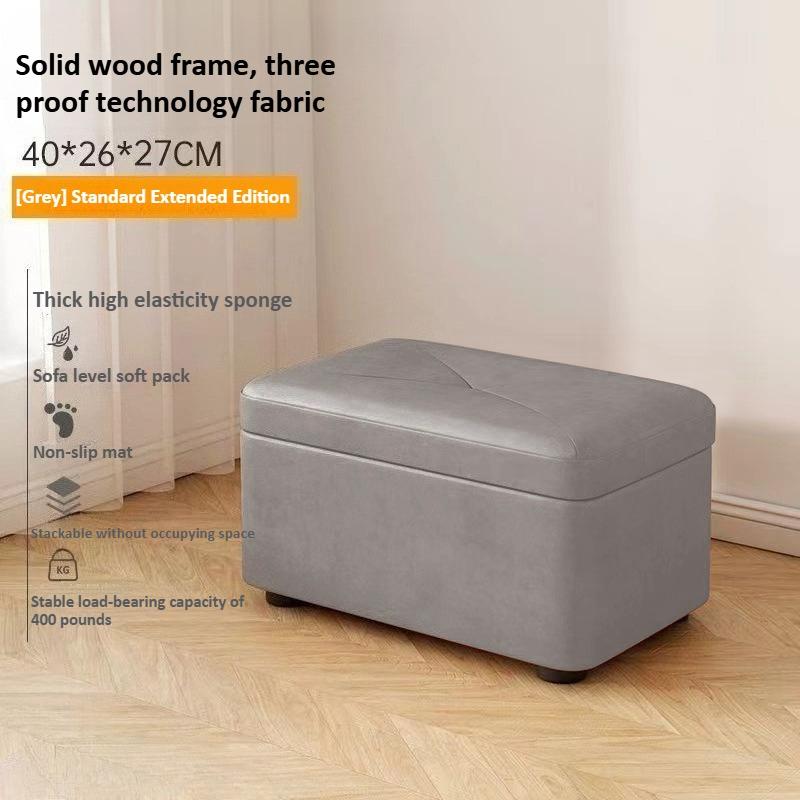 Storage Shoe Changing Stool - 2-in-1 Entryway Bench with Seat & Hidden Compartment, Compact Hallway Stool for Small Spaces