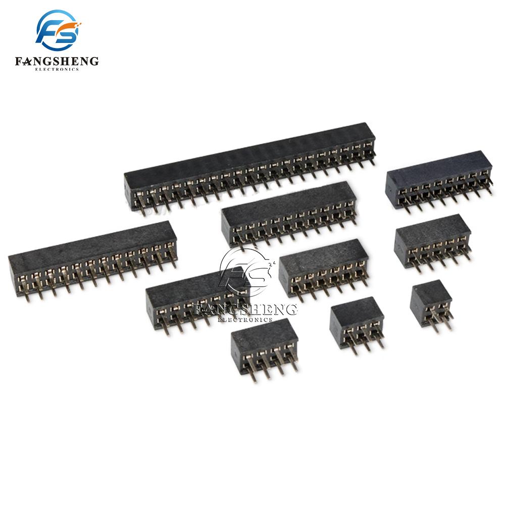 10pcs 2.54mm Double Row Straight Female 2-40P Pin Header Socket Connector 2x2/3/4/5/6/7/8/9/10/12/14/16/18/20/25/32/40Pin 2.54mm