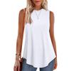 Spring Summer Solid Color Round Neck Loose Sleeveless Casual T-shirt Vest