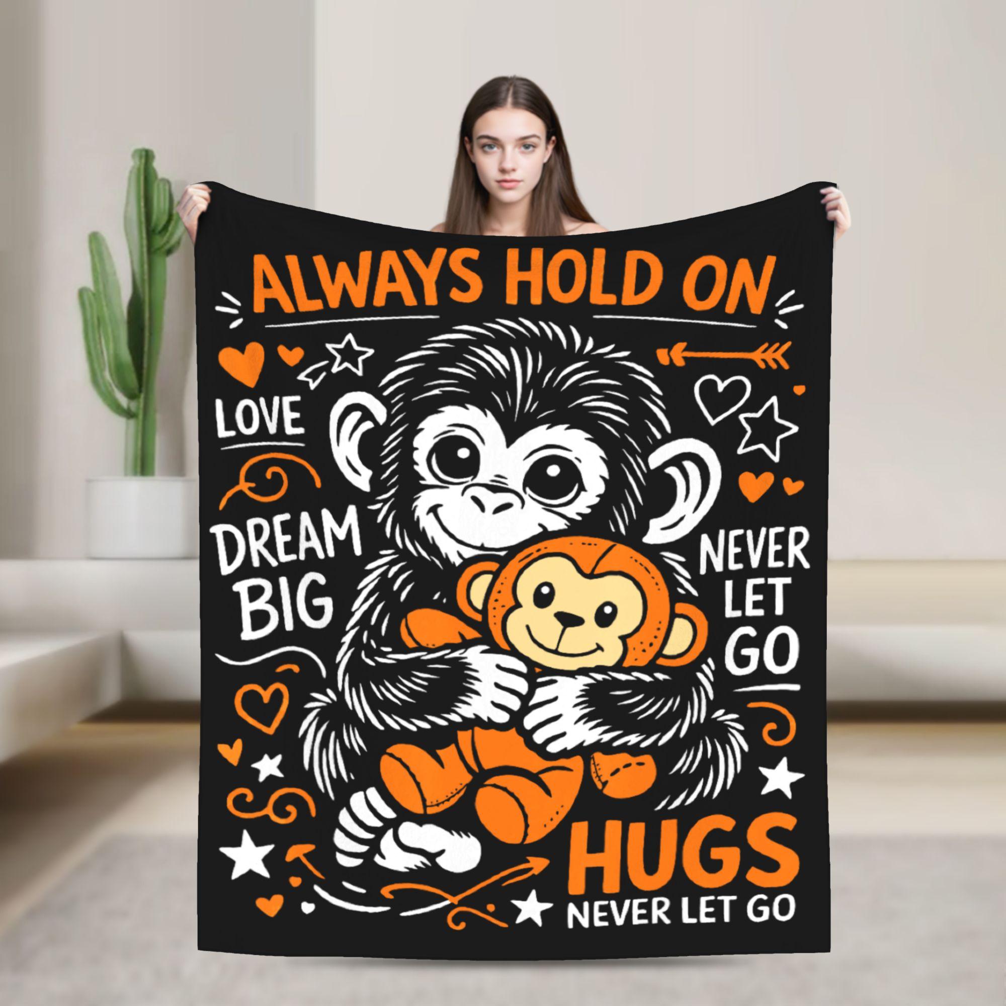 

Retro Cute Monkey Punch Cute Monkey Warm Soft Blanket Fashion Plane Travel Throw Blanket Home Decor Flannel Bedspread Bed Cover 80x120cm
