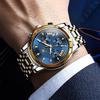 OLEVS Men's Chronograph Watch Blue Analog Waterproof Quartz Business Style Large Display