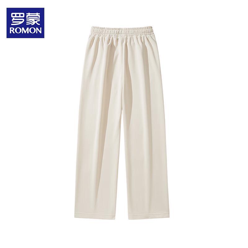 ROMON Men's Solid Loose Straight-Leg Casual Pants