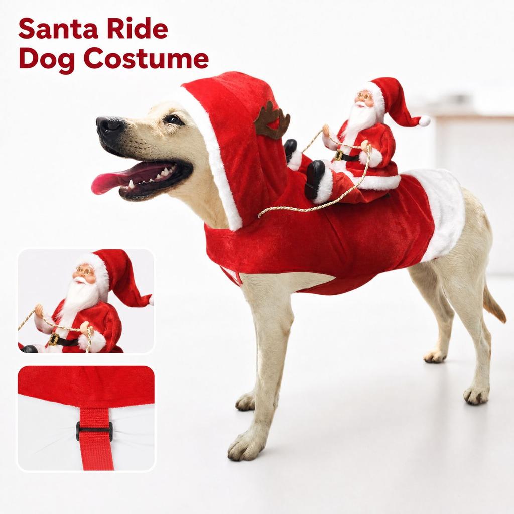 Pet Horse Riding Costume for Christmas, Funny Holiday Outfit for