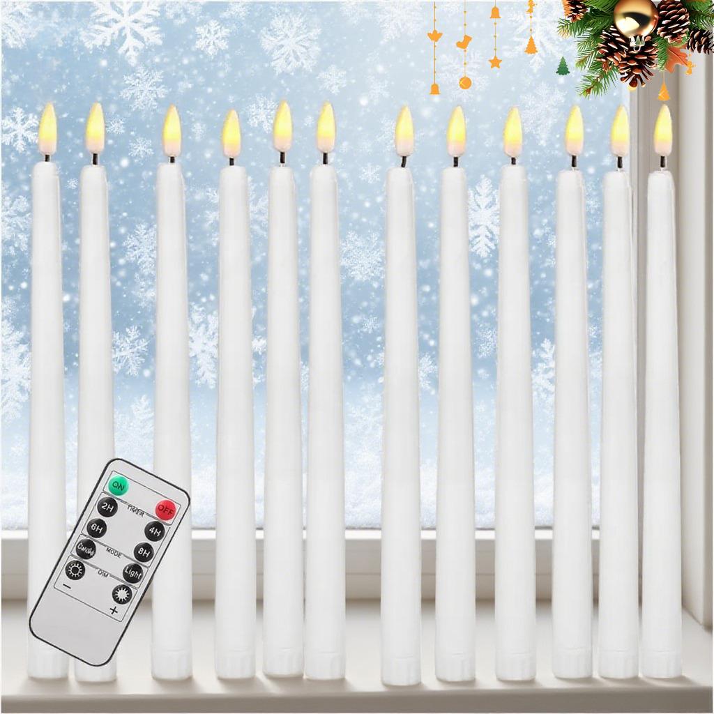 12/48Pcs Flameless Taper Candles Battery Operated LED Candle Flickering Candles Faux Candle Halloween Christmas Wedding Decor