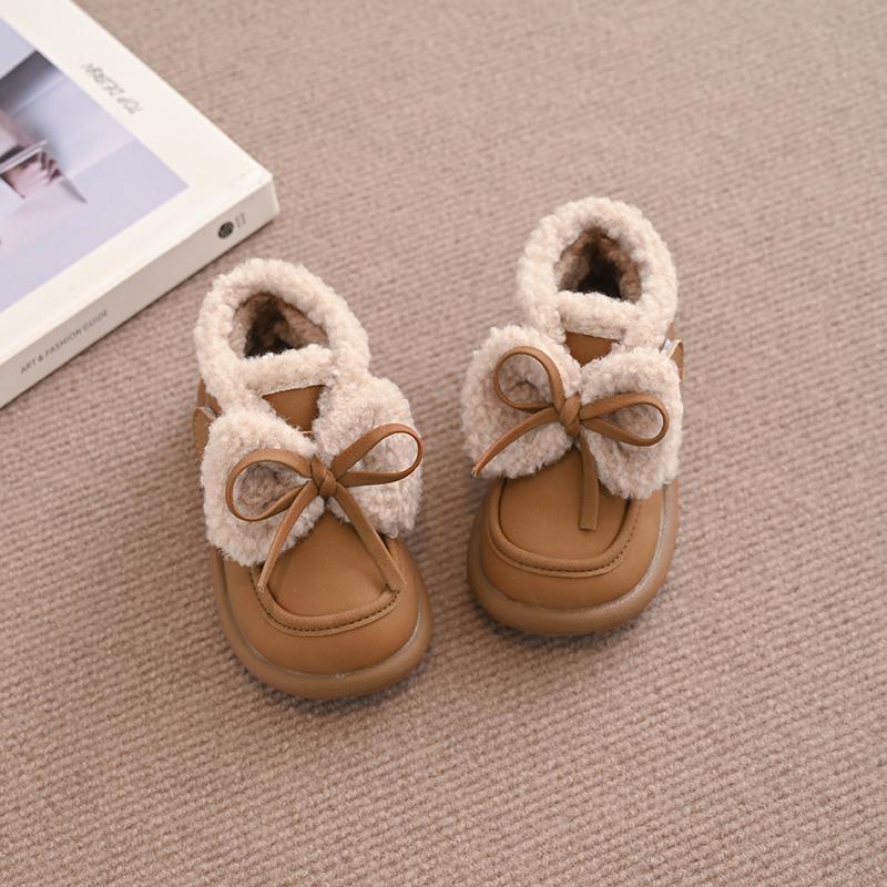 Chaussures d'extérieur en coton pour enfants, Chaussons chauds pour la maison pour filles, Chaussures à semelle souple pour enfants, Chaussures plates en peluche à la mode pour enfants, Antidérapantes, Taille 23-34