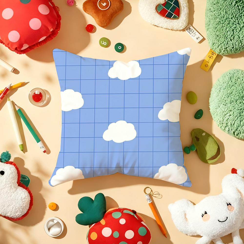 Fashion Clouds Cushion Cover Soft Short Plush DoubleSided Printing Home Decor Machine Washable Pillow Case Gift