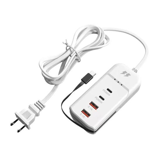 

5.1A Multi Port USB Wall Charger Dual PD Type-C Power Adapter with Extension Cord Quick Charge Travel-friendly Power Bank US Plug