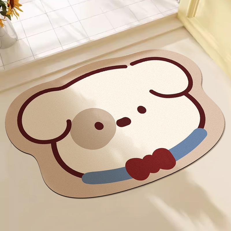 

Впитывающий коврик для ванной с изображением щенка из мультфильма, коврик для двери в душевую, противоскользящий, устойчивый к грязи, быстросохнущий, противопадающий коврик 40CM × 60CM