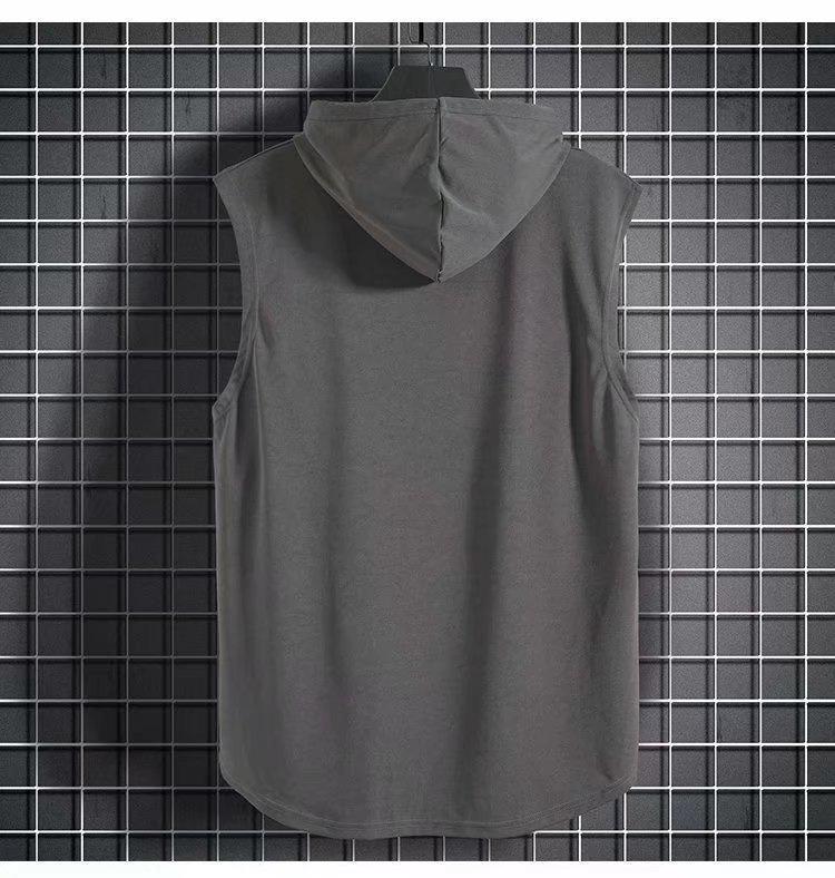 Men's Summer Slim Hooded Sleeveless T-Shirt - Solid Color, Trendy Style