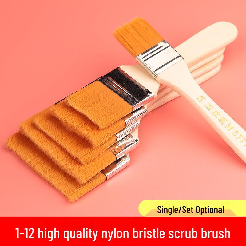 Nylon Bristle Board Brush Set - Large, Medium, Small Sizes for Kids' Oil Painting and Art Use