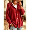 Camicia con Cappuccio in Velluto a Coste con Bottoni Felpa Giacca Autunno Inverno Cardigan Top Shacket