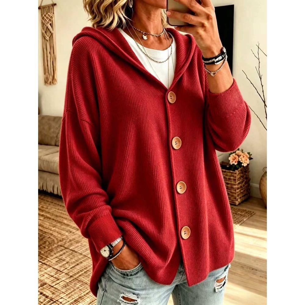 Camicia con Cappuccio in Velluto a Coste con Bottoni Felpa Giacca Autunno Inverno Cardigan Top Shacket