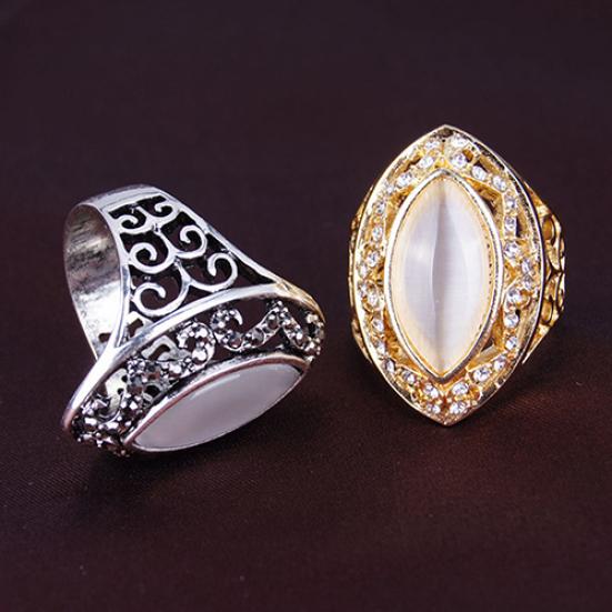 Damen-Ehering-Schmuck im königlichen Stil, hohl, großes Harz, Party-Ehering