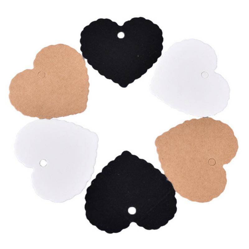 100PCS/Pack Heart Shape Kraft Paper Tags Blank Labeling Tag Hanging Decoration Black White Brown Colors Available DIY Crafts ZYF