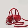 Tasche Kissen Tasche Nischenmode Vintage Schultertasche Textur Rot Hand Umhängetasche