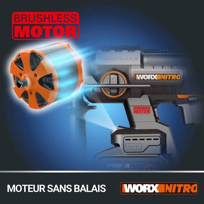 Perforateur - WORX - WX381 - Moteur brushless - 20V - 2,0 J de force de frappe