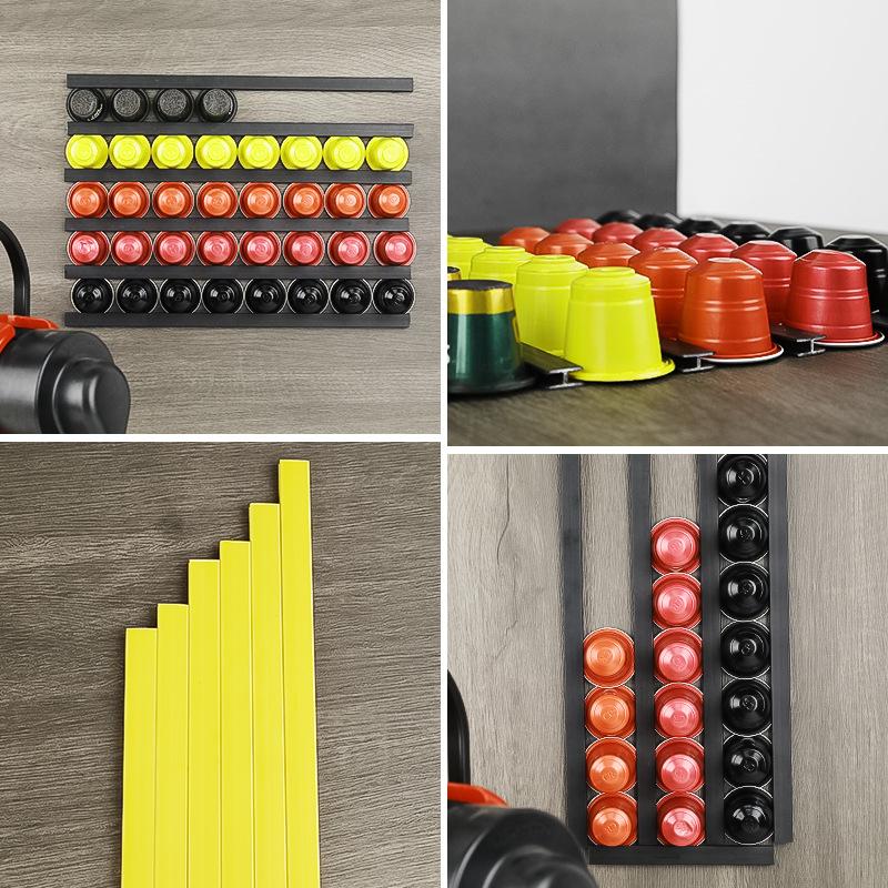 Gestell für 6 Kaffeebohnenschalen, schwarzes Gestell für Kaffeekapseln für alle Kaffeebohnenschalen, Küchenaufbewahrung