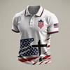 Men's Loose Fit Breathable Polo Shirt Short Sleeve Soccer Fanwear USA 2026 Embroidered Design Lightweight Mesh Fabric