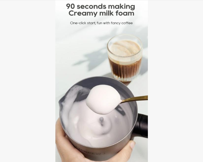 HiBREW 4 in 1 Milk Frother Frothing Foamer Fully automatic Milk Warmer Cold/Hot Latte Cappuccino Chocolate Protein powder M3A