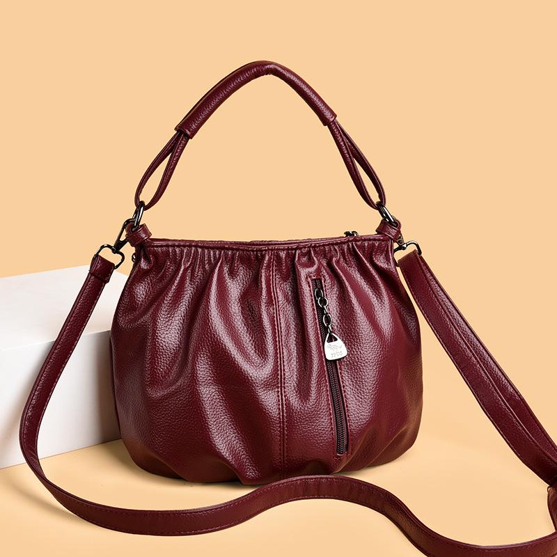 Retro Soft Leather Handbag Small Bag Women's 2026 New Casual Mother Bag Shoulder Messenger Bag