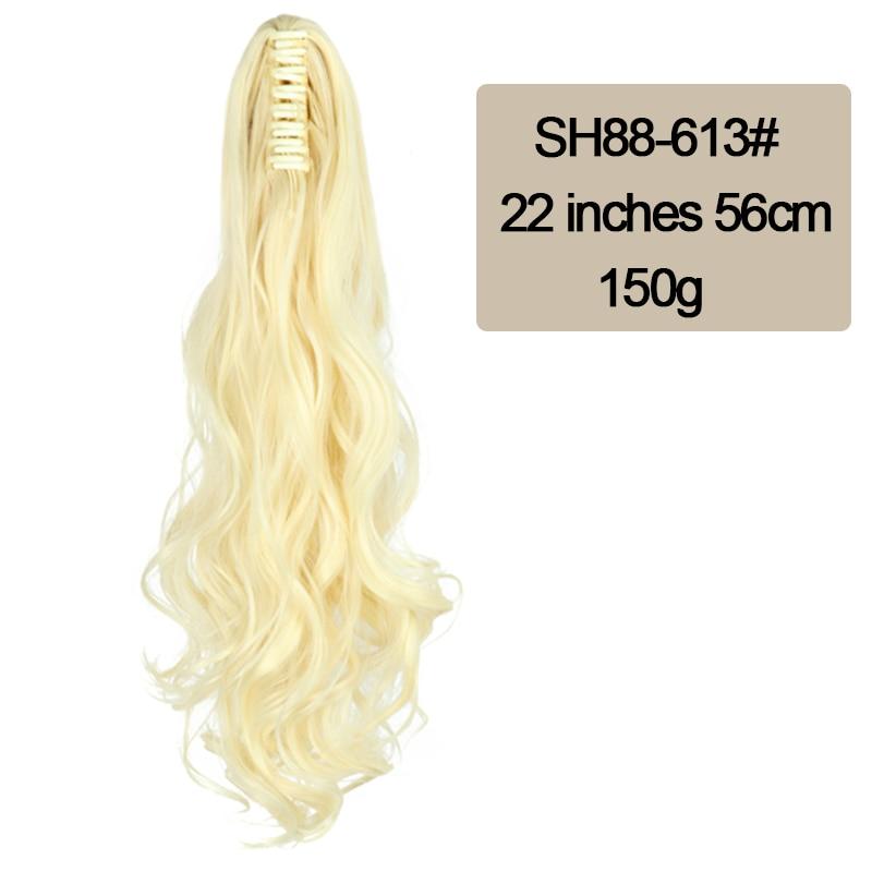 MISSQUEEN Kunstfaser-Wellen-Pferdeschwanz für Damen zum Aufstecken, verlängerter langer Pferdeschwanz, natürliche lockige Haarverlängerung, Schwarzbraun, 22 Zoll