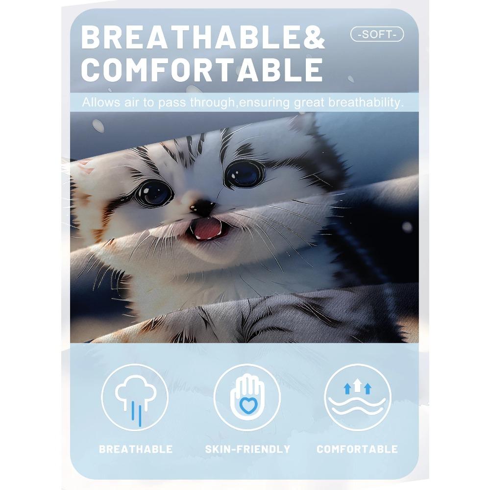 1 Cartoon Niedliches Tier Katze Digital Bedrucktes Mattiertes Spannbettlaken, Schlafzimmer Bedruckte Bettdecke, Bettwäsche(Kein Kissenbezug)
