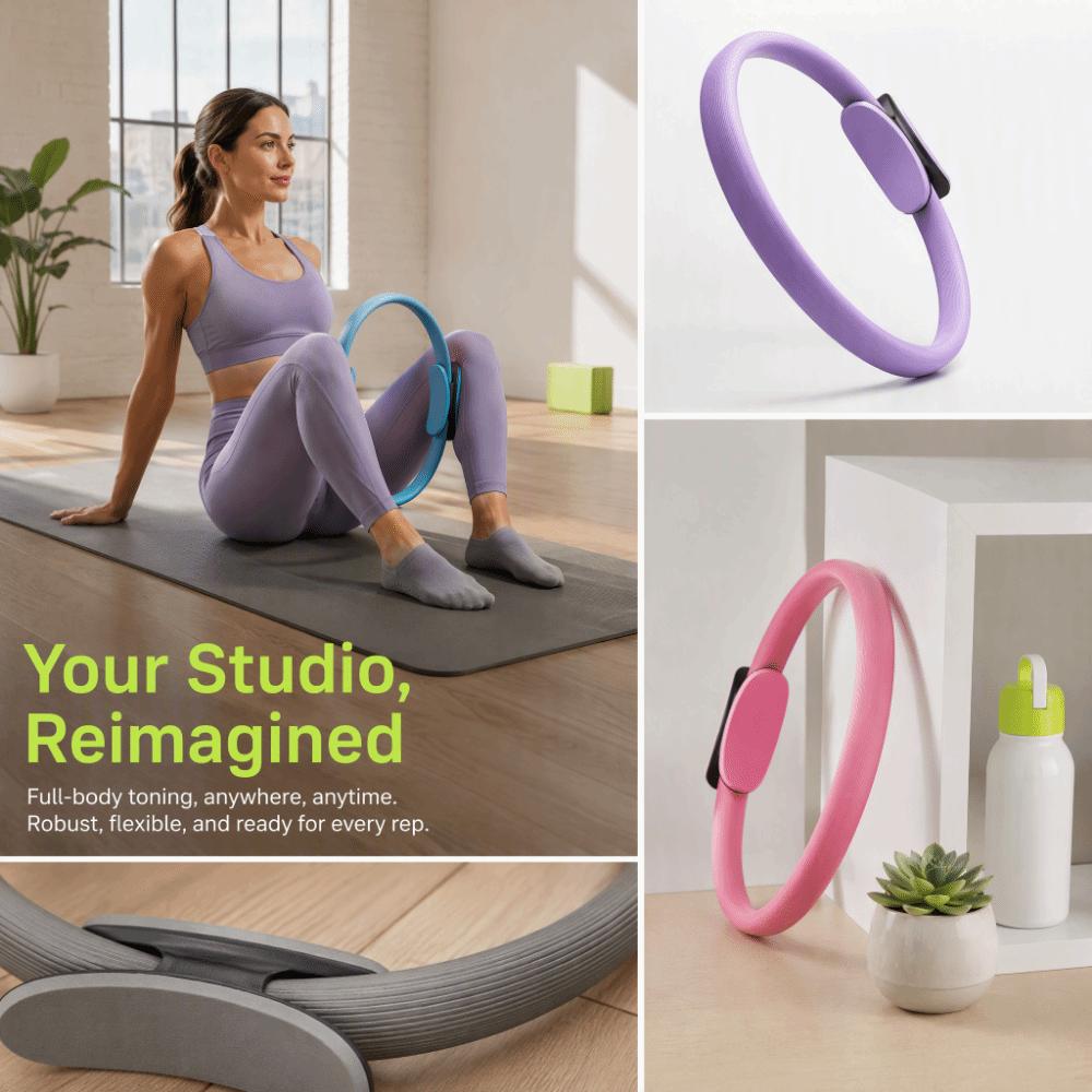 Fiberglass Pilates Ring Non-Slip Grip Resistance Circle Shaping Yoga Ring  Exercise Equipment