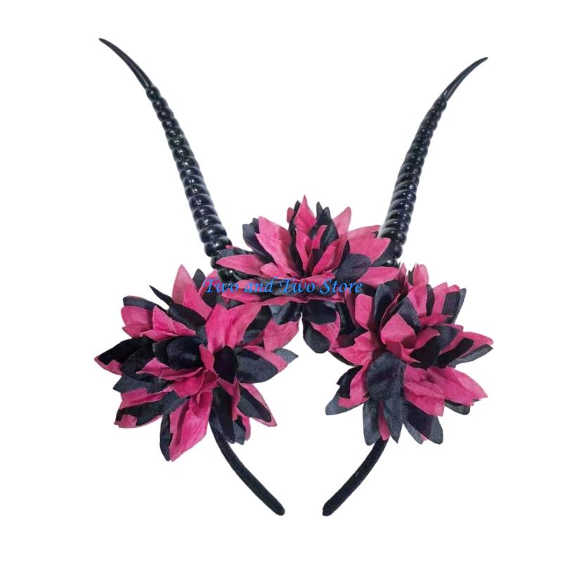 HX6F Devil Horn Hairband Practical Plastic Halloween Party Accessory Cosplay