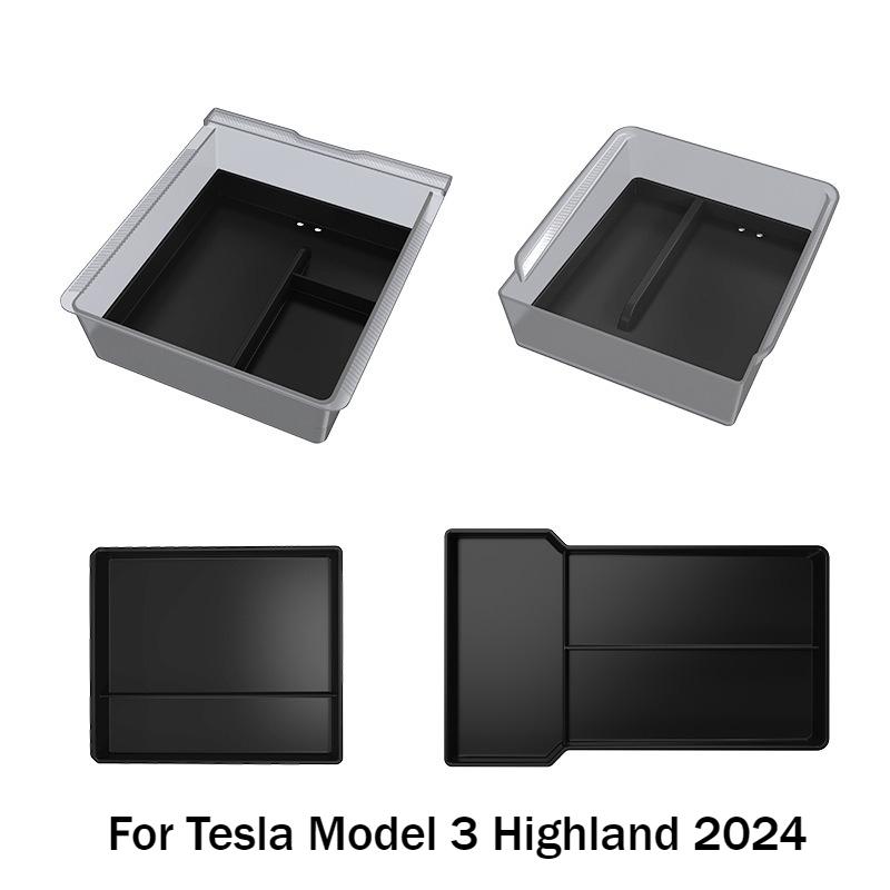 

For Tesla Model 3 Highland Model Y Juniper 2025 Center Console Storage Box Armrest Box Silicone Center Console Lower Layer Pad
