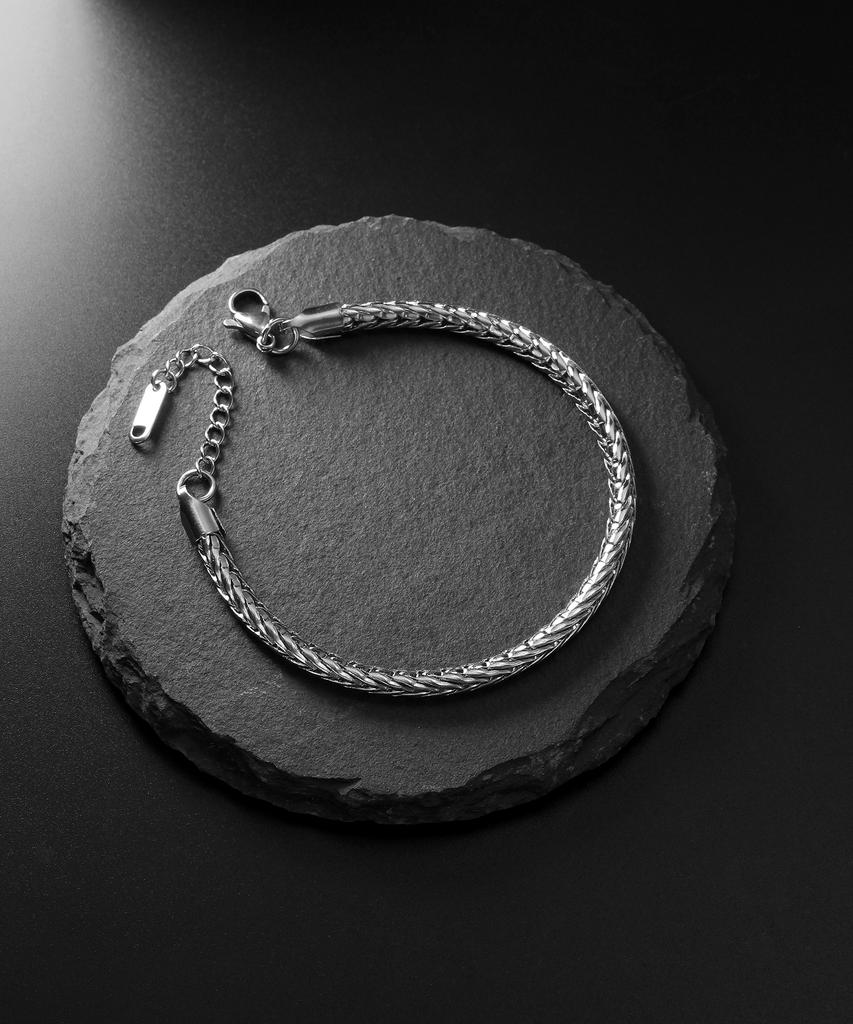 Torso Tjb1003 Braided Silver Chain Bracelet