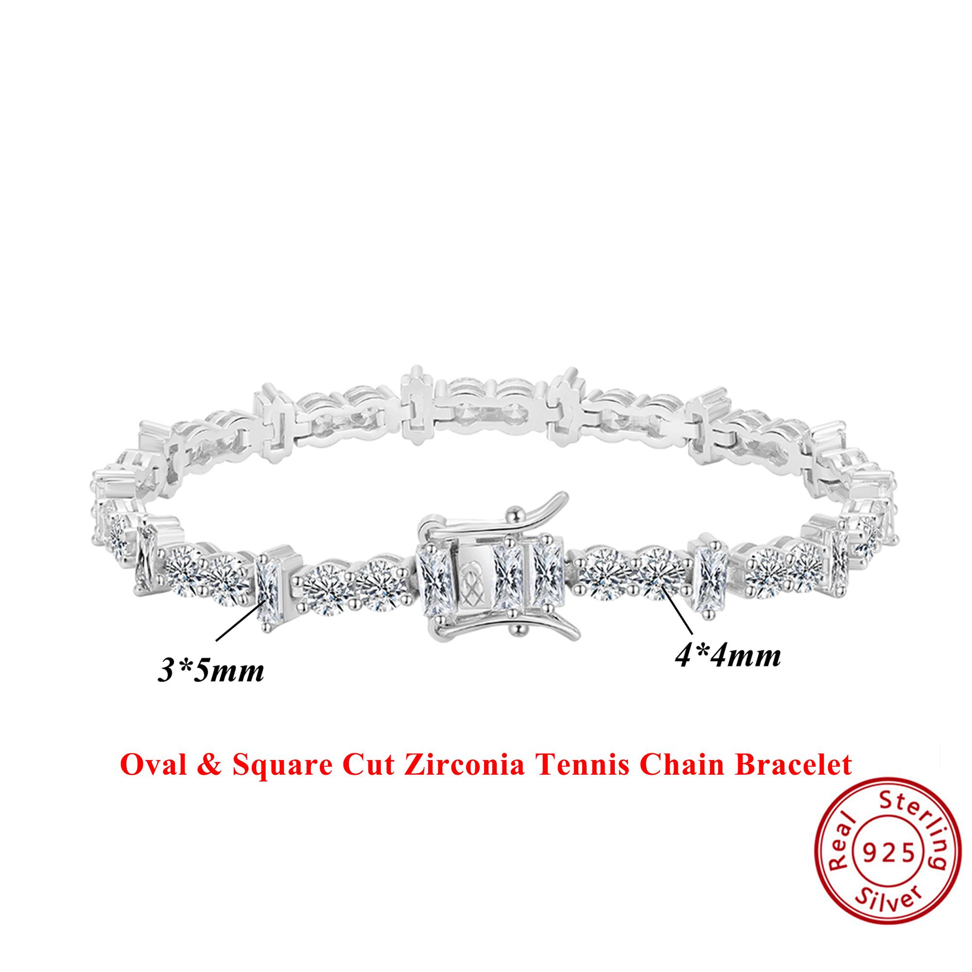 

EFFIE QUEEN 925 Sterling Silver Tennis Bracelet Bangle Shiny Exquisite Wedding Party Jewelry Fashion 5A Zircon CZ Gift SB208 16.5cm серебряный