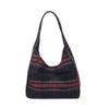 Versatile Crossbody Bag, Retro Woolen Checkered Tote Bag, School-style Large-capacity Bag
