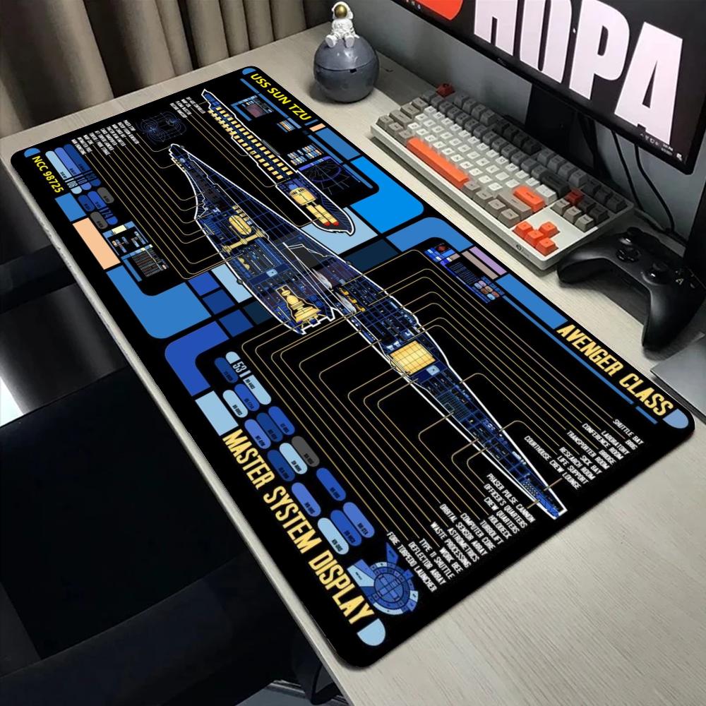 Large Starship Blueprint Pad Desk Pad Mouse Pad Gamer Computer Cabinet Star Trek Game Office Accessories Keyboard Anime Extended
