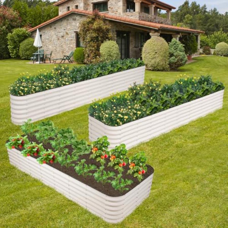 GoCampDriect 6IN1 Raised Garden Bed - 8x3x1ft Galvanized Outdoor Metal Garden Boxes Corrosion Resistant for Vegetable Fruits Fl