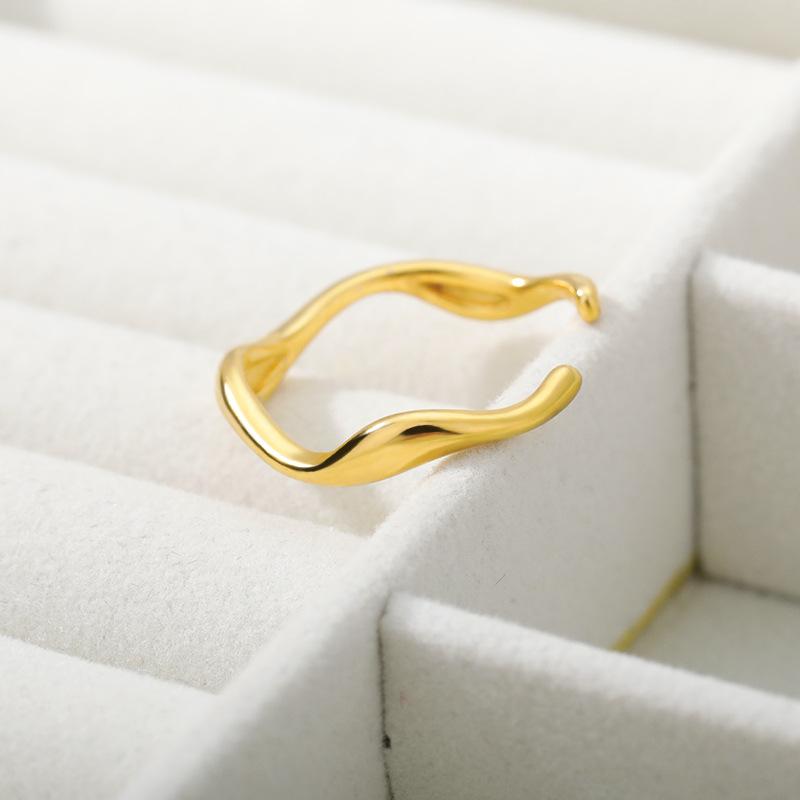 Stainless Steel Simple Fashion Weave Golden Ring For Women Temperament Jewelry