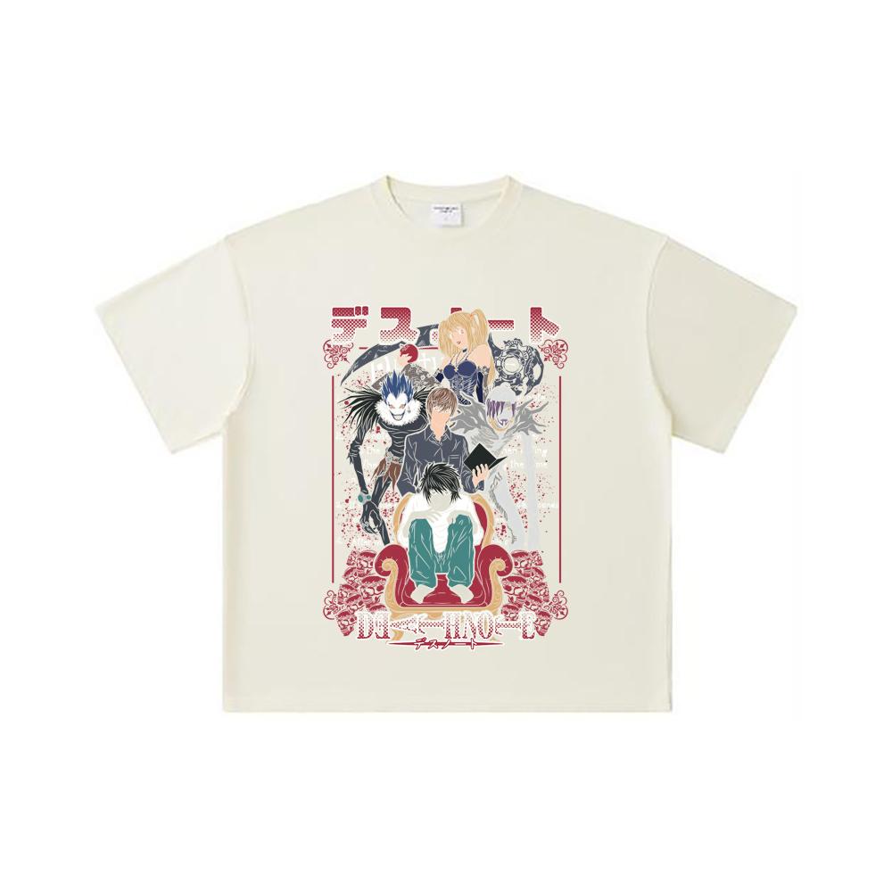 

260 GSM Double Yarn 32 Count 100% Cotton Death Note V1 Print Unisex Heavy Cotton T Shirt S
