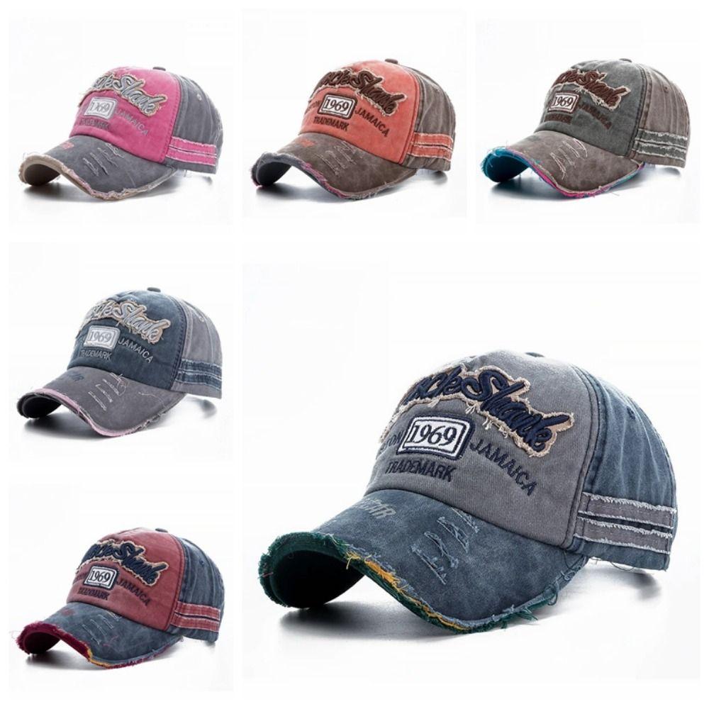 Washed Denim Snapback Hat 1969 Letter Hip Hop Hats Fashion Trucker Hat  Unisex