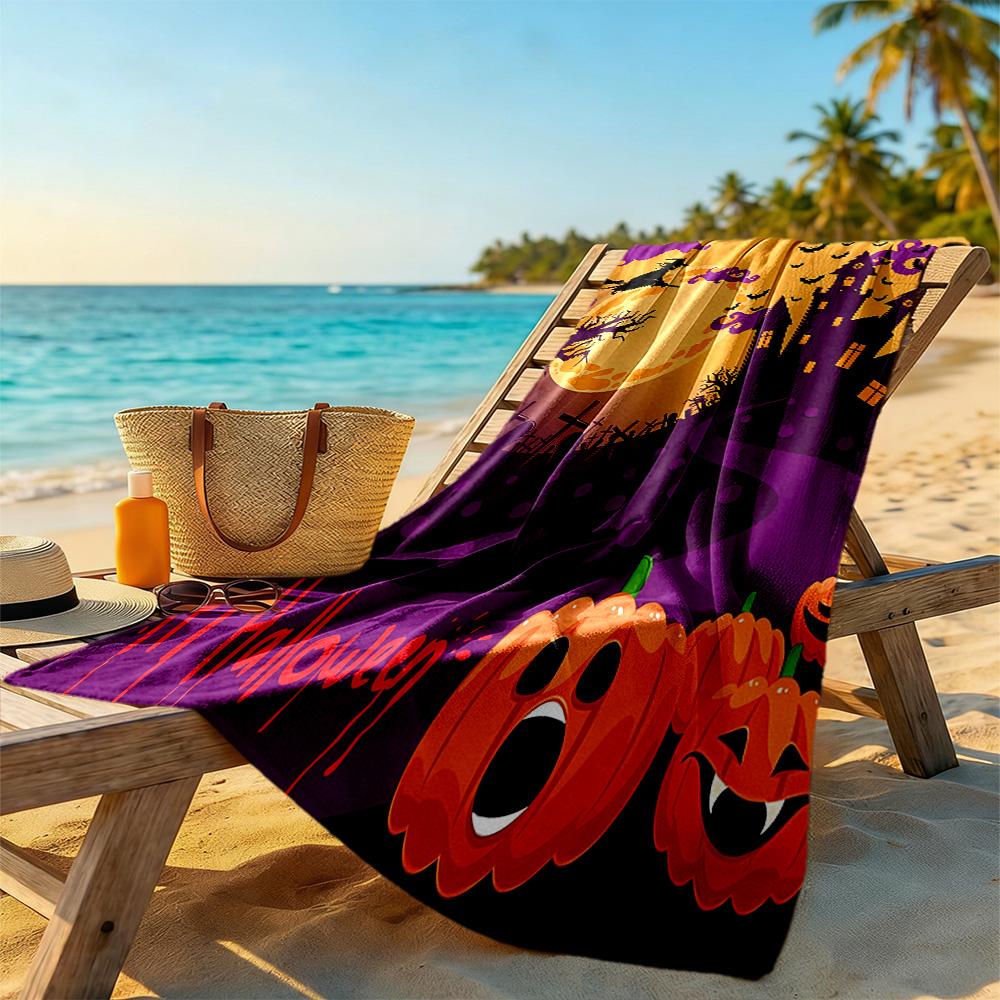 Halloween Beach Towel Super Soft Microfiber Quickdry Fabric Comfortable Lightweight