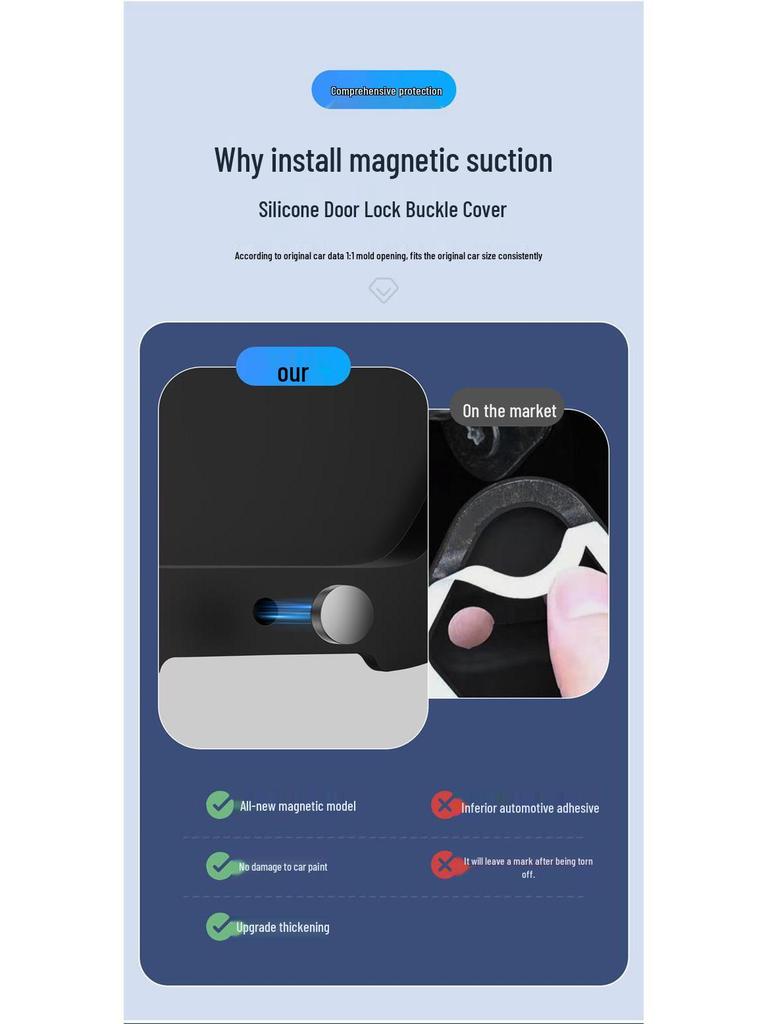 Car Door Lock Silicone Protector: Noise Reduction, Shock Absorption, Anti-Collision Pad for Safe Door Closing