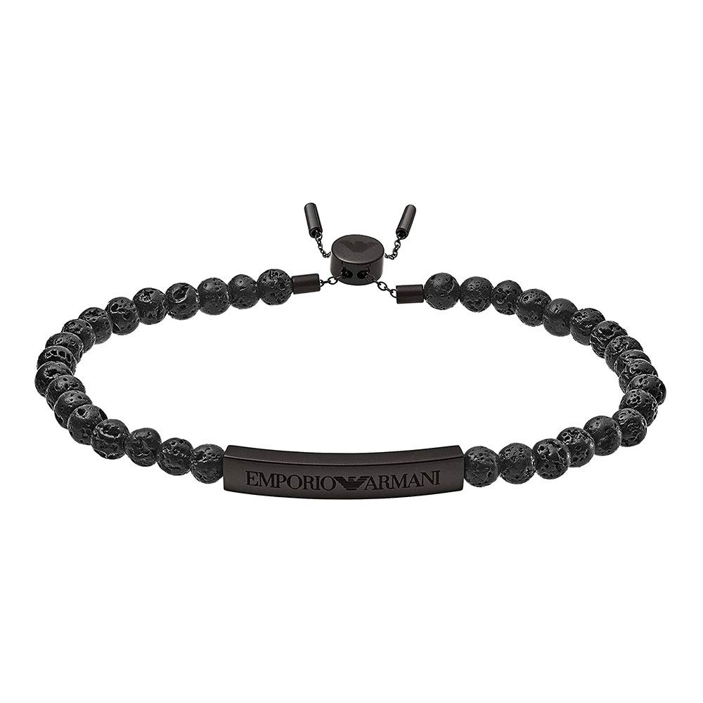

EMPORIO ARMANI Bracelet Fashion Jewelry Accessories Black Lava Logo Plate Stainless Steel EGS2478001 [Emporio Armani] Men s Women s [Item]