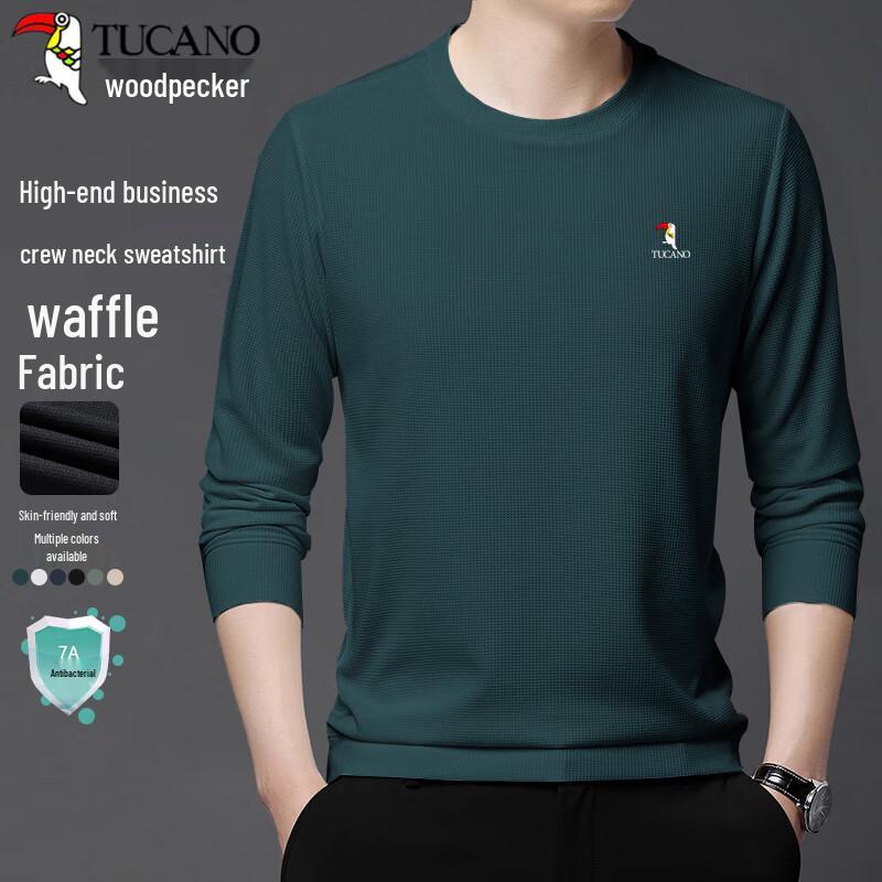 TUCANO Men's Business Casual Solid Crew Neck Long Sleeve Sweatshirt