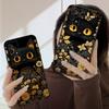 Flower Cat Black For Samsung A03 Core A 04 05 06 12 14 15 16 22 23 Galaxy A25 26 4G 34 35 52 53 56 71 73 90 5G Soft Phone Case