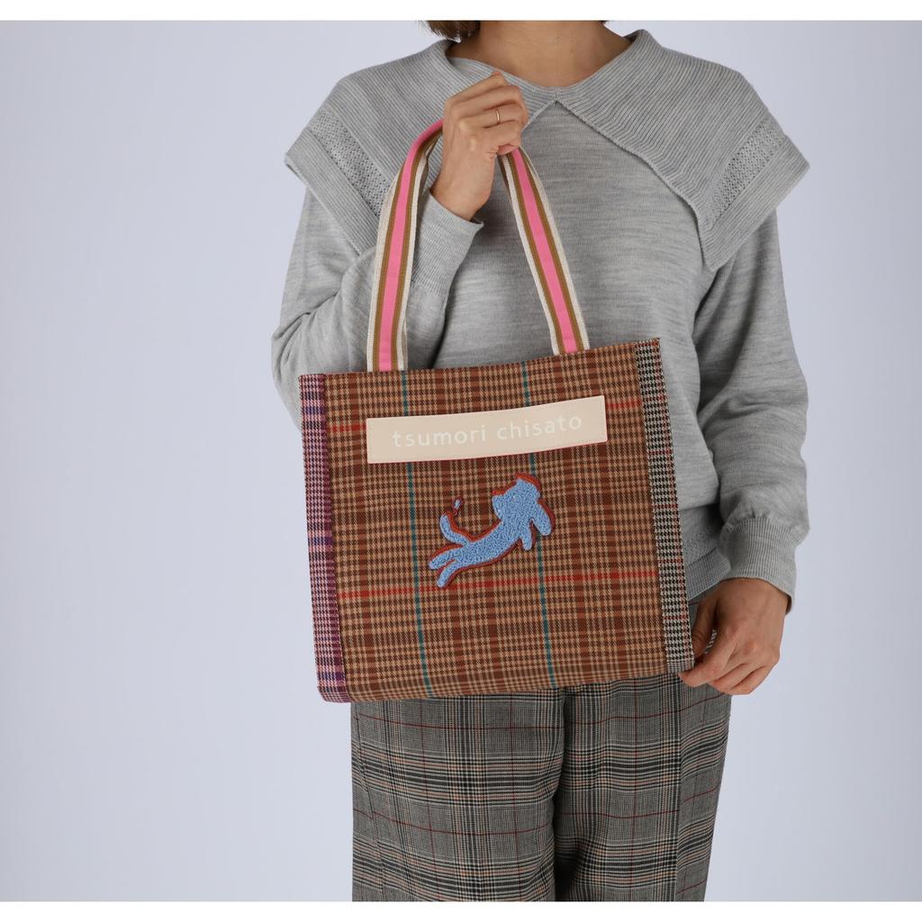 Tsumori Chisato Frame Check Kiraneko Tote Bag in Pink