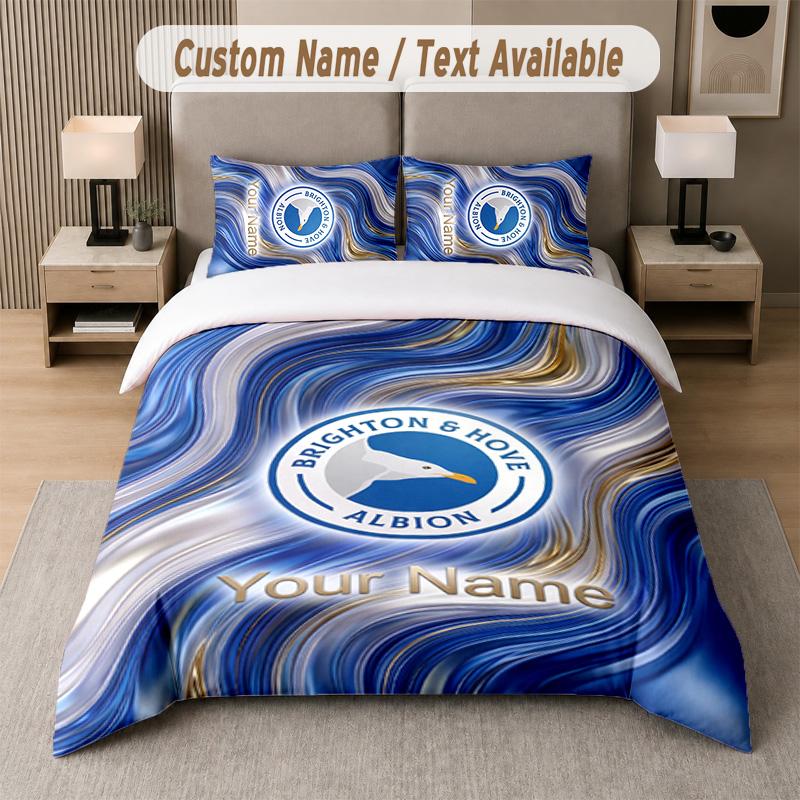 Brighton & Hove Albion Football Design Bedding Set Custom Text 1 Duvet Cover & 2 Pillow Cases