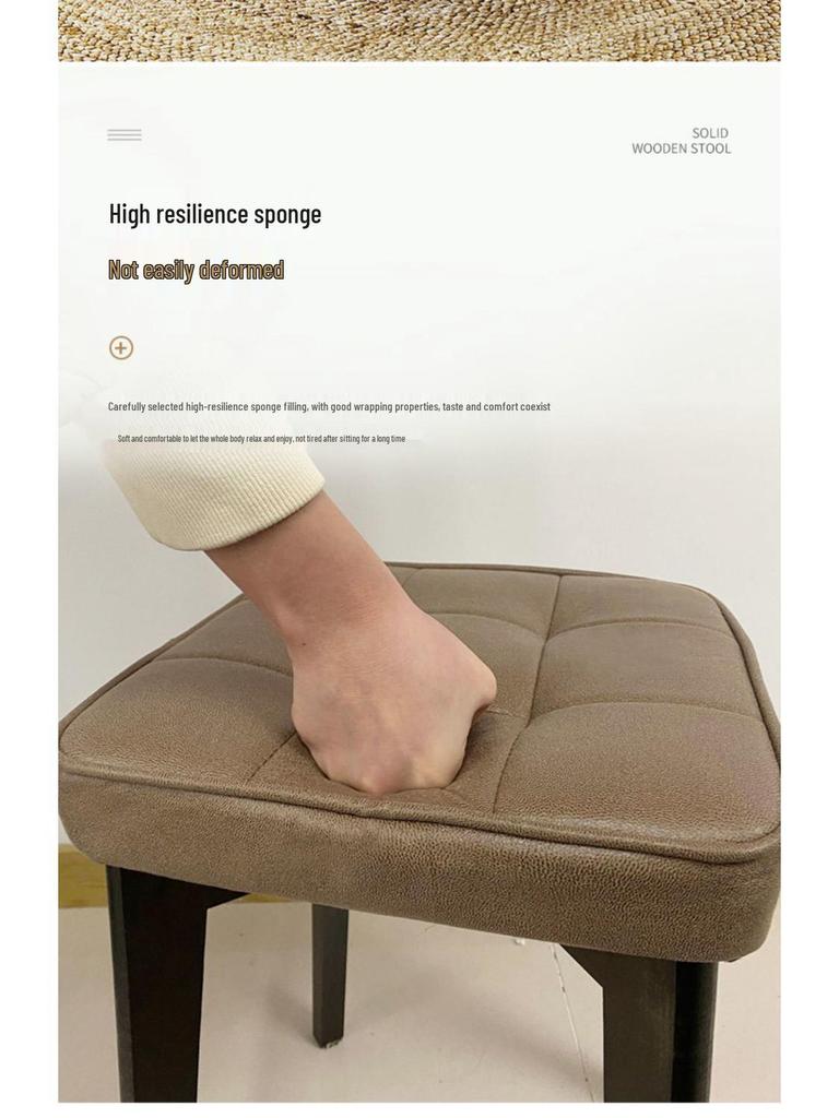 Massivholz Polsterstuhl - Moderner minimalistischer stapelbarer Hocker für Wohnzimmer oder Schreibtisch