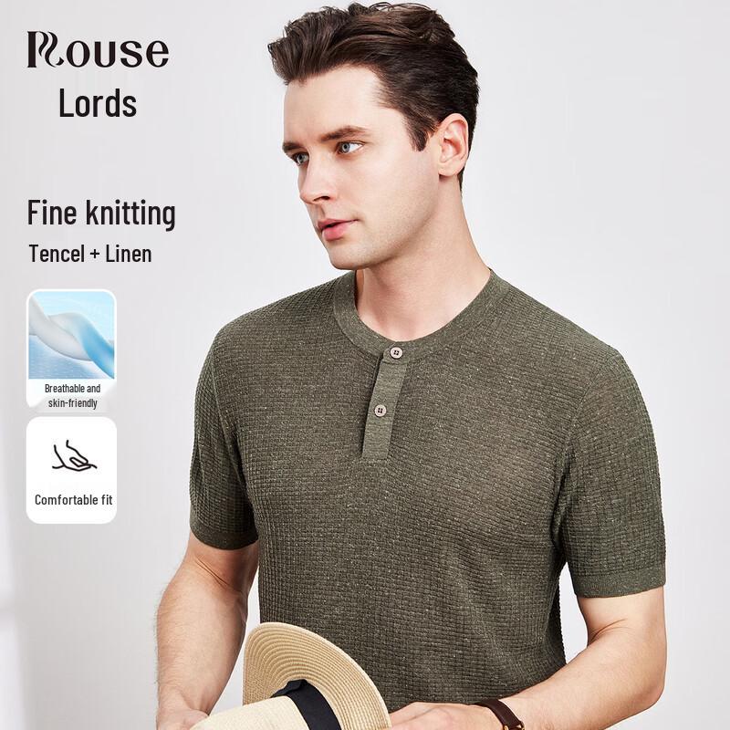 Luozi Men s Linen Blend Waffle Knit Short-Sleeve T-Shirt 52