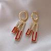 Unique Design Shiny Crystal Zircon Square Dangle Earrings for Women Gold Color Rhinestone Geometric Earring Trend Jewelry Gift