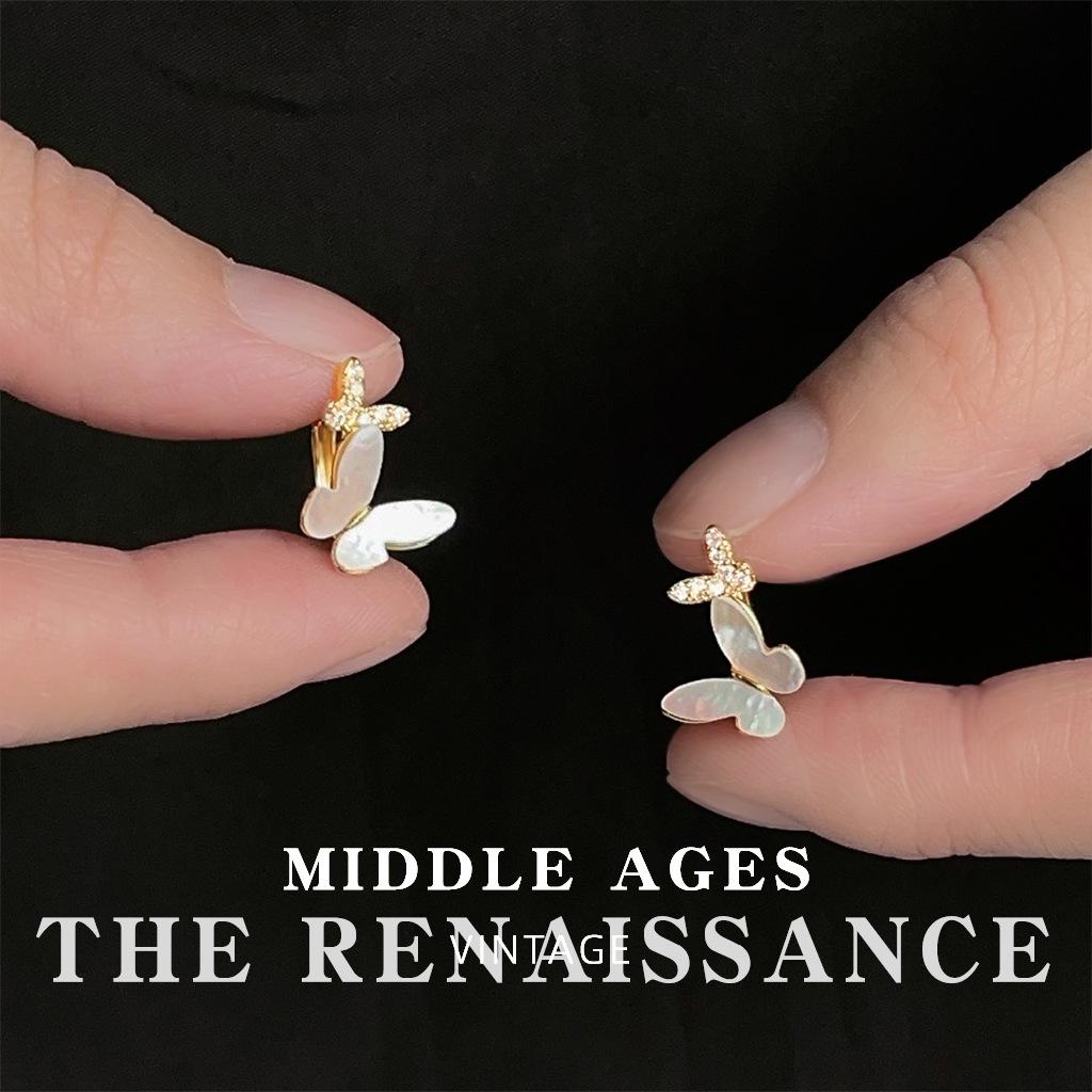 Французские серьги-бабочки из натуральных ракушек с цирконами, элегантные серьги для женщин